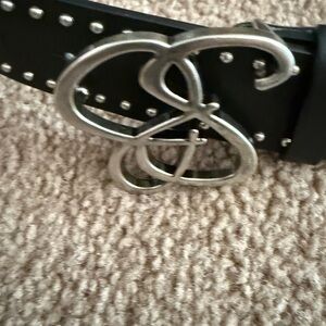 Stylish Black Belt with Silver Buckle